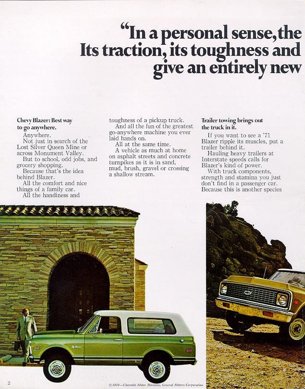 1971 Chevrolet Blazer Brochure Page 1